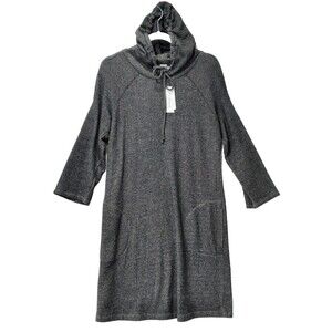 Weekend Andrea Jovine Womens Pebble Stone Gray Cotton Hoodie Sweater Dress L